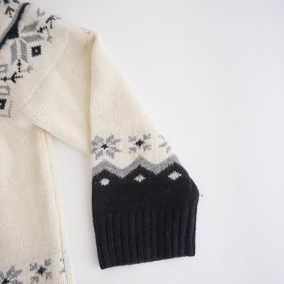 Sundance Cream & Black Fair Isle Wool Blend Cardigan Old Money Wintercore M - Picture 4 of 10